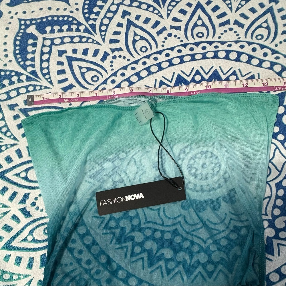 Sale!!! Fashion Nova Turquoise Sheer Slits Maxi Cover-Up - Picture 5 of 5